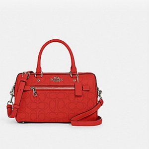 Authentic Coach Rowan Satchel in Miami Red